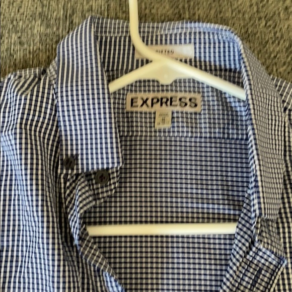 Express fitted blue/white button down shirt - Picture 2 of 2